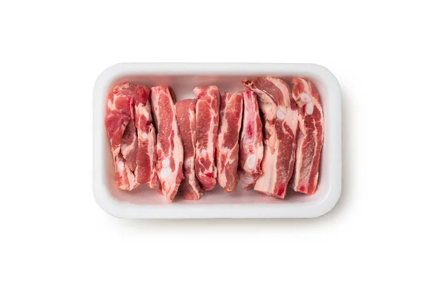 Tray Pork Ribs Isolated White Background — Stock Fotó
