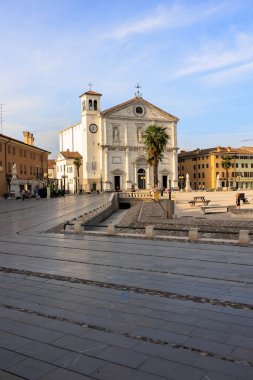 Palmanova _ italy. August 17, 2022 church of the Santissimo Redentore in the large square in Palmanova