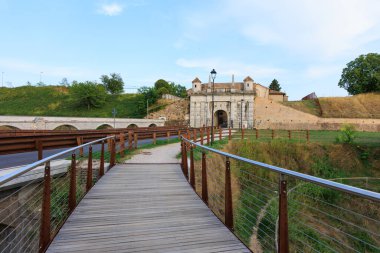 Palmanova _ italy. August 17, 2022 view of the Udine gate in the city of Palmanova