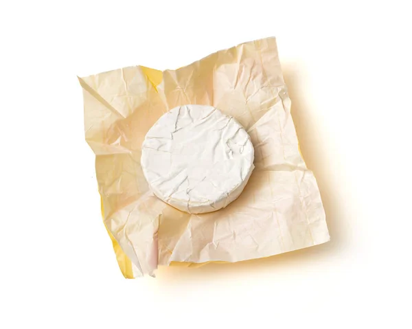 Franse Camembert Kaas Geïsoleerde Witte Achtergrond — Stockfoto