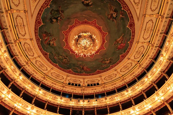 Parma Italy October 2022 Teatro Regio Parma View Decorated Потолок — стоковое фото