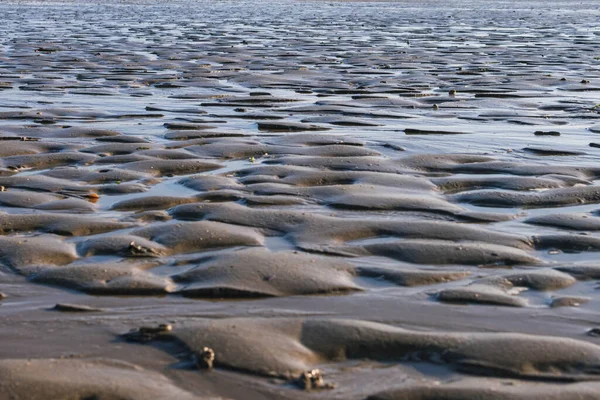 Wet Sand Beach Close Pattern Sand Low Tide High Quality — Stock fotografie