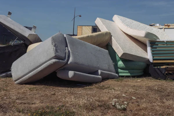 Dirty Used Mattresses Sofa Dumped Landfill High Quality Photo Close — Foto Stock