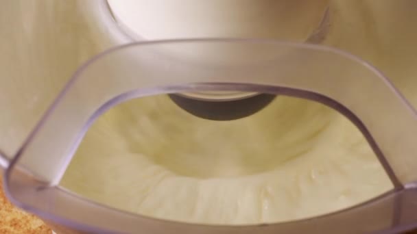 Food Processor Whips White Cream Bowl Food Processor Close Plastic — 图库视频影像