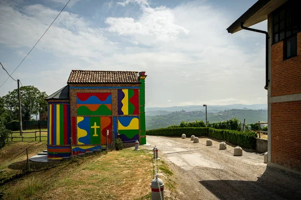 Langhe Weinberge Landschaft Und Castiglione Falletto Dorfpanorama Unesco Standort Piemont — Fotografia de Stock