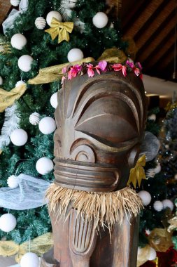 Fransız Polinezyası 'ndan Tahta Tiki heykeli 