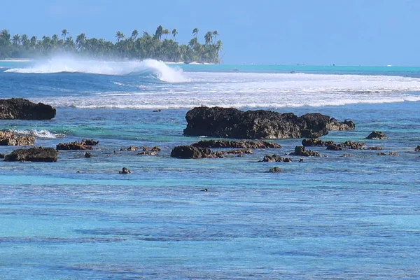 View Coast Beach Tahitian Island — Foto Stock