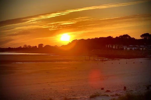 Magnifique Coucher Soleil Sur Mer — Photo