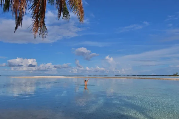 Gyönyörű Trópusi Tahiti Strand Tengeren — Stock Fotó