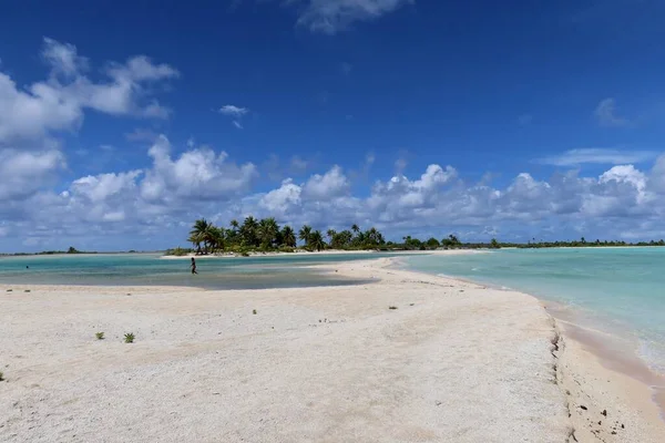 Beautiful Tropical Tahitian Beach Blue Sky — Fotografia de Stock