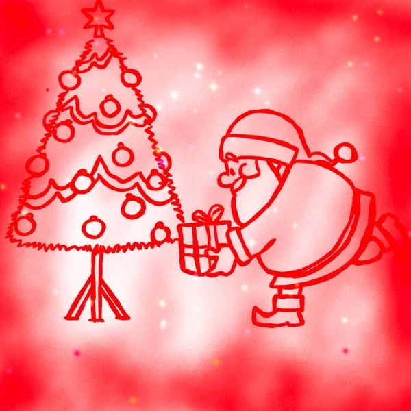 Hand Holding Christmas Tree Santa Hat — Stockfoto
