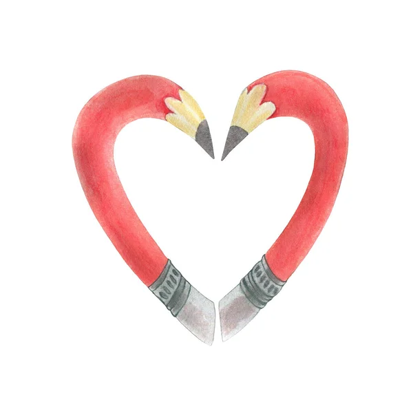 Valentim Lápis Forma Coração — Fotografia de Stock