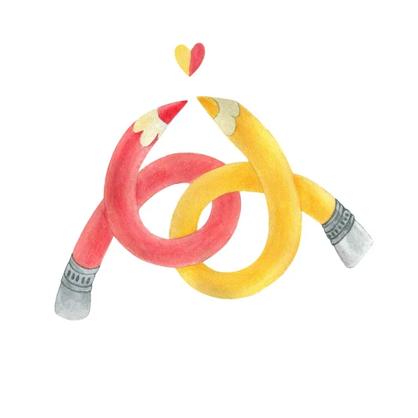 Valentine Noeud Crayon Symbole Amitié — Photo