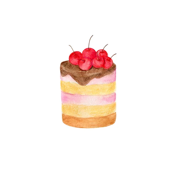 Een Cranahan Aardbeiendessert Aquarel Illustratie Van Bessen Dessert — Stockfoto
