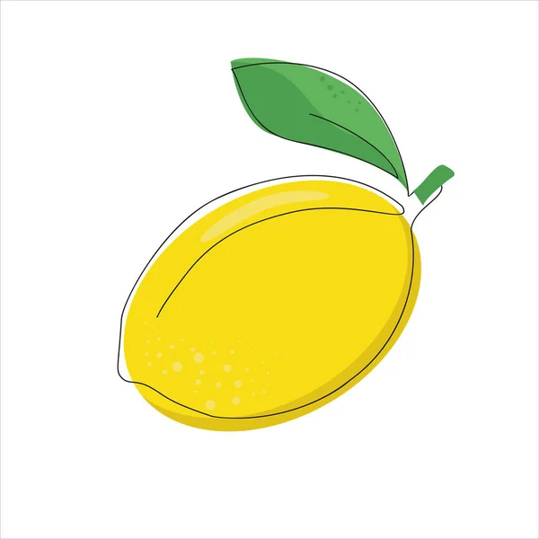 Sidik Jari Lemon Segar Ilustrasi Lemon Garis Tangan Digambar Minimalisme - Stok Vektor