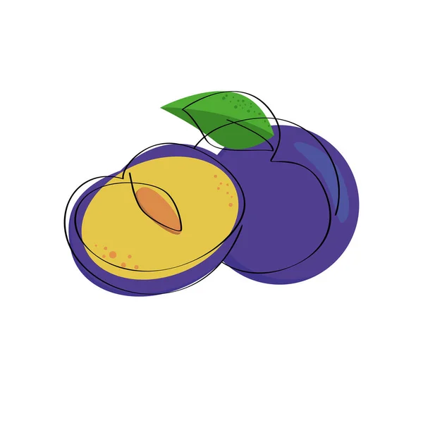Vektor Plommon Ikon Platt Illustration Färska Plommon Plommon Frukt Isolerad — Stock vektor