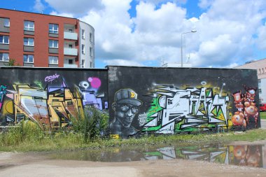 15.07.2022 Bialystok Poland.Şehir merkezinde bir duvar yazısı.