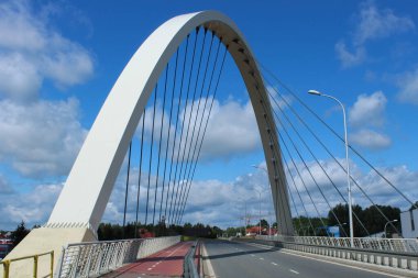 31.07.2022 Bialystok Poland.Şehrin girişinde ip köprüsü.