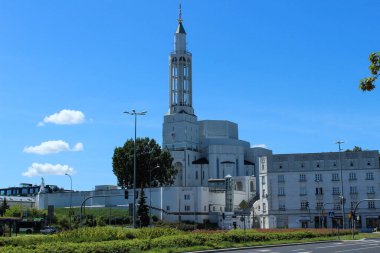 31.07.2022 Bialystok Poland.View of the beautiful white Roch church in the city center.