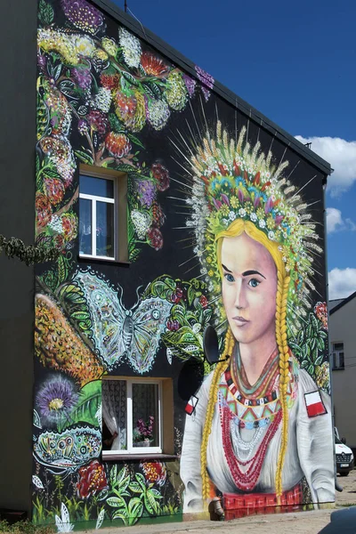 2022 Augustow Poland Mural Girl Augustow —  Fotos de Stock