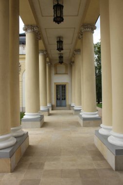 9.08.2022 Bialystok PolandColumns of lanterns in the Branicki townPalace..