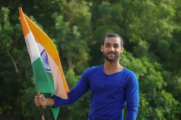 Ung Indian Man Firar Indiska Republikens Dag Eller Självständighetsdagen — Stockfoto
