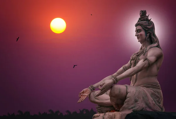 Hindu Isten Shiva Szobor Ülő Meditáció — Stock Fotó