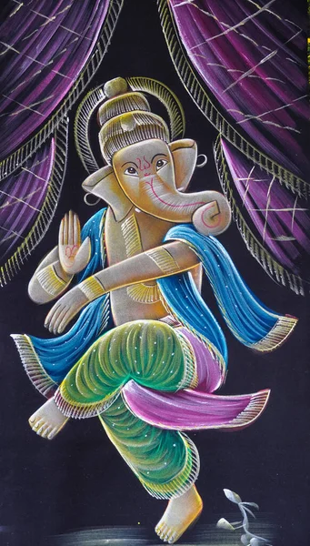 Peinture Ganesha Sur Toile Peinte Main Dieu Ganesha — Photo