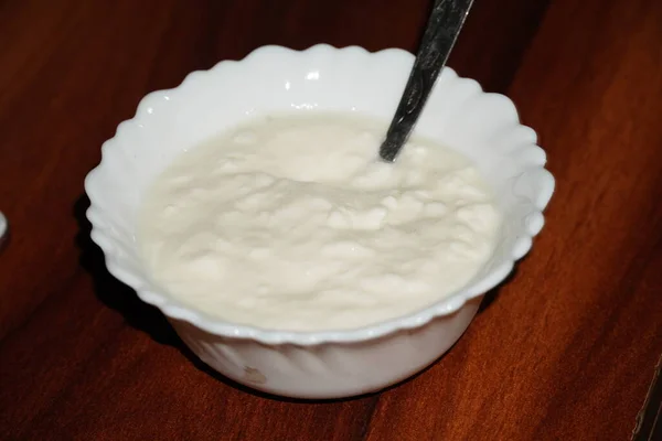 Curd Small White Bowl — Stock Photo, Image