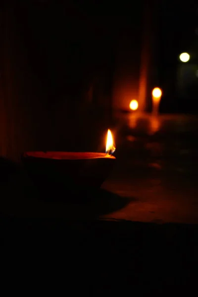 Diwali Diya Képek Alacsony Fényű Képek — Stock Fotó