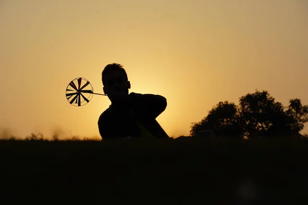 Silhouette Image Boy Handmade Boy Image — Stock Photo, Image