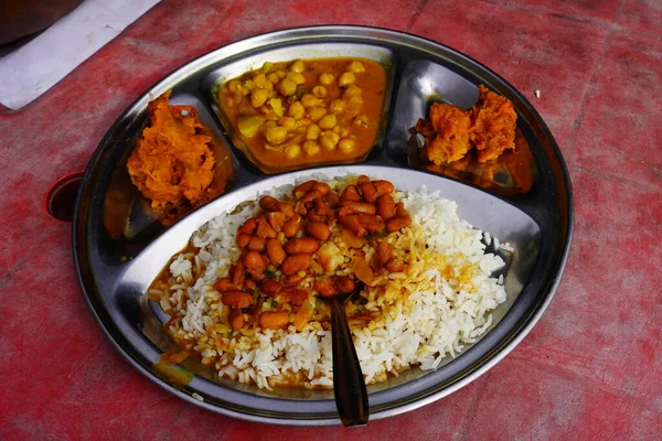 Indische Lokale Lebensmittel Thali Geschäft — Stockfoto