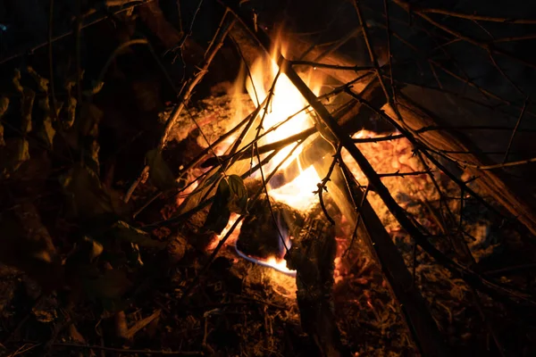 Ahşap Ateş Görüntüsü Soğuk Oturum — Stok fotoğraf