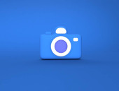 Obrázek fotoaparátu na modrém Bg 3d vykreslení