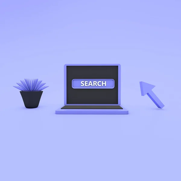 Search Laptop Render Image Illustration — Stock Photo, Image