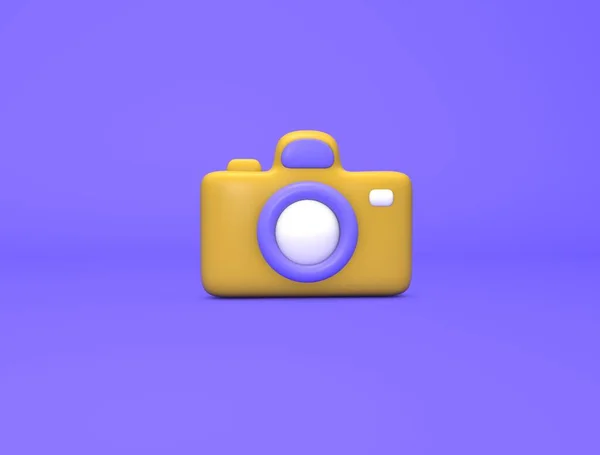 Camera Yellow Colored Illustration Auf Blue Render Illustration — Stockfoto