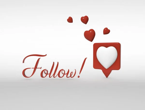 Hearts Written Follow Render Image — Stock Photo, Image