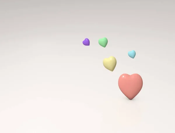 Beautiful Hearts White Colored Hearts Render Image — Stock Photo, Image