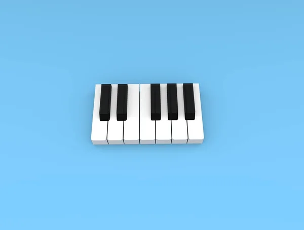 钢琴键在浅色Bg 3D渲染图像中写入了一个八度图像 — 图库照片