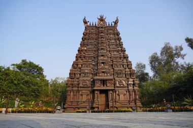 Traditional south Indian Hindu temple, Tamil Nadu, India. Minakshi mandir (temple) in Madurai, South India clipart