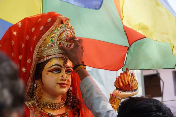 Maa Durga Nahaufnahme Gesicht Bild — Stockfoto