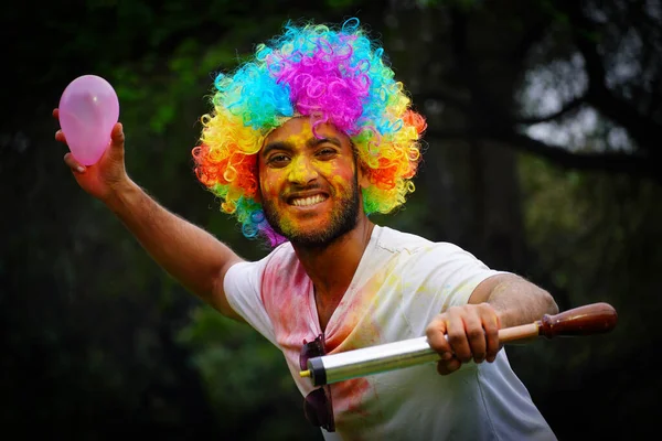 Young Indian Playing Holi Images — Stock Photo, Image