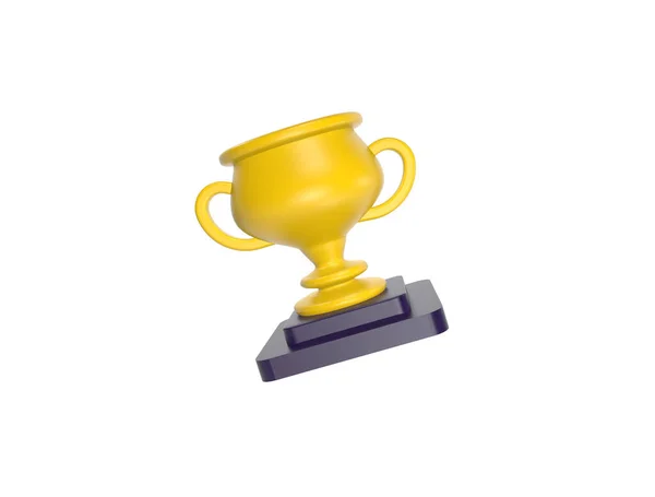 Taça Troféu Vencedor Mínimo Confete Renderização — Fotografia de Stock