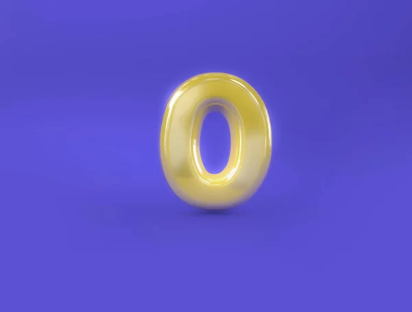 金色笔迹0 字母Foil气球 3D渲染图解字母箔气球银三维图解 — 图库照片