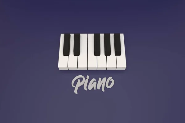Piano Keys Skrivit Piano Oktav Bild Blå Render Image — Stockfoto