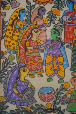 Geleneksel Madhubani nefesi Naina Jogit