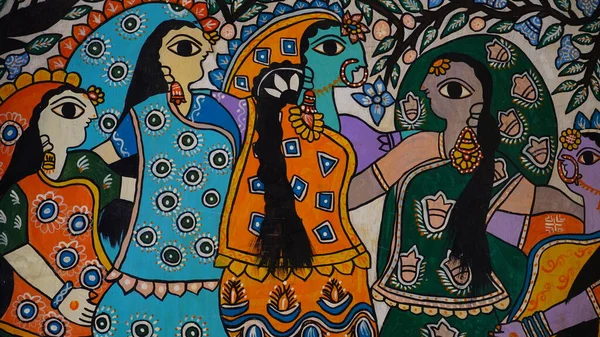 Traditionelles Madhubani Hecheln Der Damen Stockfoto