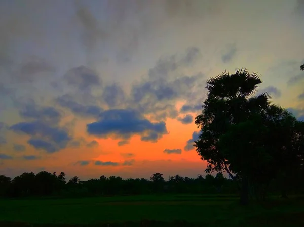 Beautiful Scenery Rural Landscape Waiting Sun Set Nature Has Taken — Stock Photo, Image