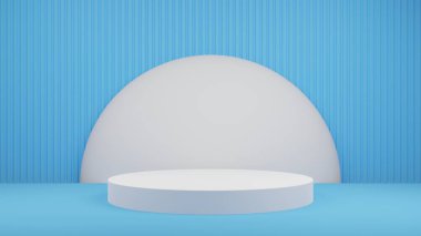 3D Cyan Blue Podium Product Display Cosmetic