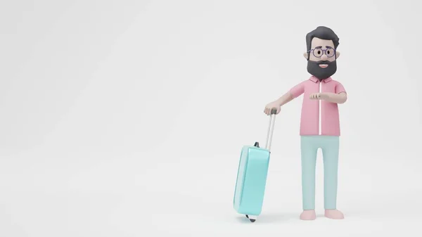 Man Standing Travel Baggage — 图库照片